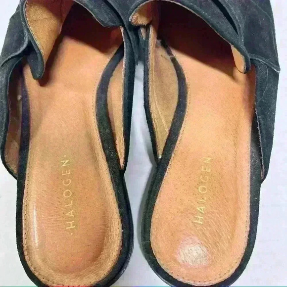 HALOGEN NORDSTROM Women’s Black Suede Mules Slides Sz 6.5 Classic Casual - Picture 3 of 9